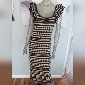 Design History Ruffle Sleeve Sweater Dress Pattern Midi Dress Size Medium Nwt